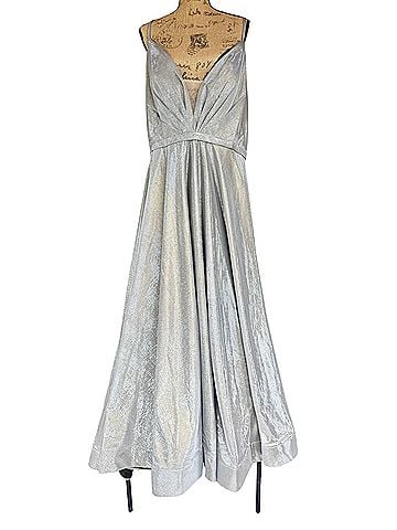 Mac Duggal Silver Leanna Cocktail Dress (view 1)