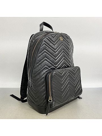 Gucci Gucci GG Marmont 523405 Leather Backpack/Daypack for Women (Black) (view 2)