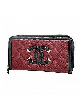 Chanel Chanel Long Wallet CC Filigree Caviar Skin Bordeaux Black Women's (view 1)