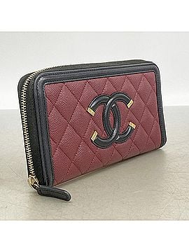 Chanel Chanel Long Wallet CC Filigree Caviar Skin Bordeaux Black Women's (view 2)