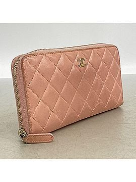 Chanel Chanel long wallet, Matelassé lambskin, pink, women's. (view 2)