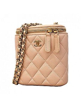 Chanel Chanel Matelassé Chain Shoulder Bag, Caviar Leather, Pink Beige/Champagne, Women's (view 1)