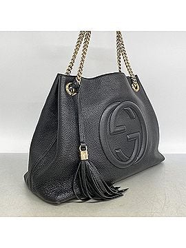 Gucci Gucci Soho Shoulder Bag 536196 Leather Black Champagne Women's (view 2)