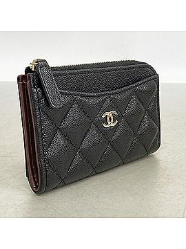 Chanel Chanel Matelassé Caviar Leather Wallet/Coin Case, Black/Champagne, Women's (view 2)