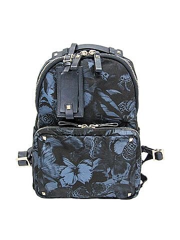 Valentino Garavani Valentino Garavani Lockstuds Butterfly Women's Nylon,Leather Backpack Blue,Dark Navy (view 1)