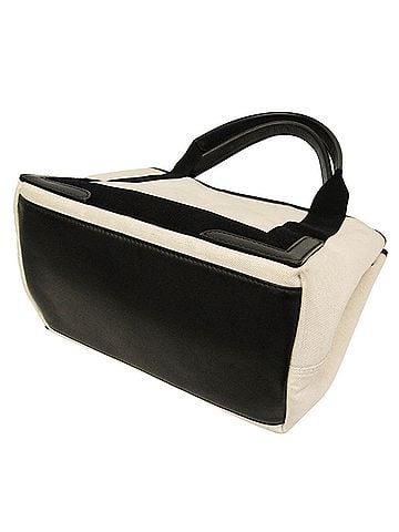 Balenciaga Balenciaga Navy Cabas S 339933 Women's Canvas,Leather Handbag Black,Off-white (view 2)
