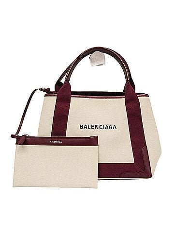 Balenciaga Balenciaga Navy Cabas S 339933 Women's Canvas,Leather Handbag Bordeaux,Off-white (view 1)