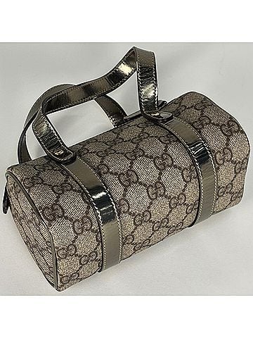 Gucci Gucci GG pattern mini handbag, metallic coated canvas, beige, 190400, women's. (view 2)