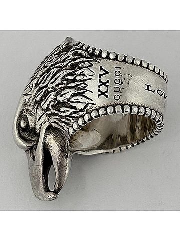 Gucci Gucci Anger Forest Eagle Head Ring, Sterling Silver 925, Men's (view 2)