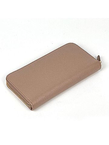 Prada Prada PRADA Logo Round Zip Long Wallet, Saffiano Leather, Beige, 1ML506, Women's (view 2)