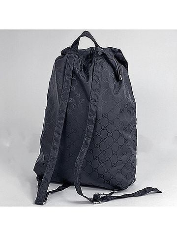 Gucci Gucci GG pattern backpack with bear charm, nylon, black, 223670, women's. (view 2)