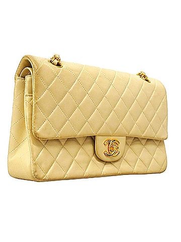 Chanel Chanel Matelassé Shoulder Bag, Double Flap, Chain, Lambskin, Beige, Women's (view 2)