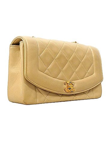 Chanel Chanel Diana Chain Shoulder Bag, Lambskin, Beige, Women's (view 2)