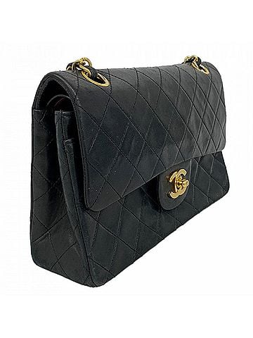 Chanel Chanel Matelassé Shoulder Bag, Double Flap, Chain, Lambskin, Black, Women's (view 2)