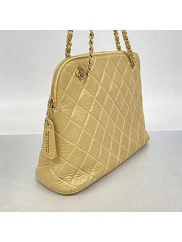 Chanel Chanel Matelassé Chain Shoulder Bag, Lambskin, Beige, Women's (view 2)