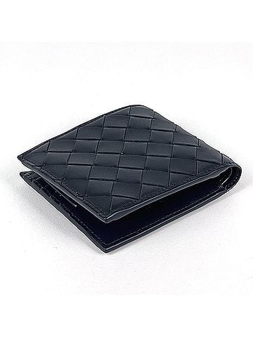 Bottega Veneta Bottega Veneta Intrecciato Bi-fold Leather Wallet, Navy, Men's (view 2)