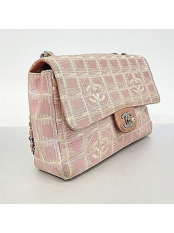 Chanel Chanel New Travel Shoulder Bag, Double Chain, Nylon, Pink, Women's (view 2)