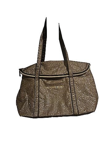Victoria's Secret XL Gold Metallic Glitter Weekender Tote (view 1)