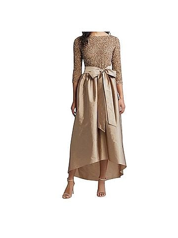 Pisarro Nights Beaded Bodice Taffeta A-Line Gown Cocktail Dress (view 1)