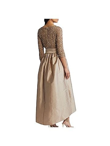 Pisarro Nights Beaded Bodice Taffeta A-Line Gown Cocktail Dress (view 2)