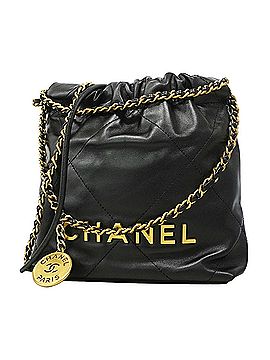 Chanel Chanel handbag, chain shoulder bag, 22 Mini, calfskin, black, 2-way bag for women (view 1)