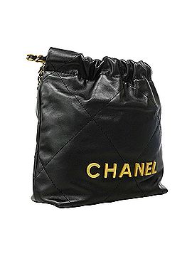 Chanel Chanel handbag, chain shoulder bag, 22 Mini, calfskin, black, 2-way bag for women (view 2)