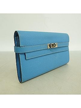 Hermès Hermes Kelly Wallet Long Wallet, Veau Epsom Leather, Azure, T Stamp, Men's/Women's (view 2)
