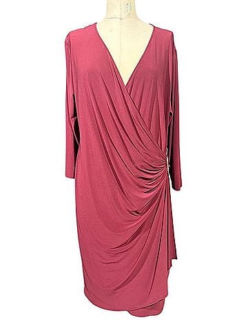 Calvin Klein Berry Ruched Wrap-Front Casual Dress (view 1)