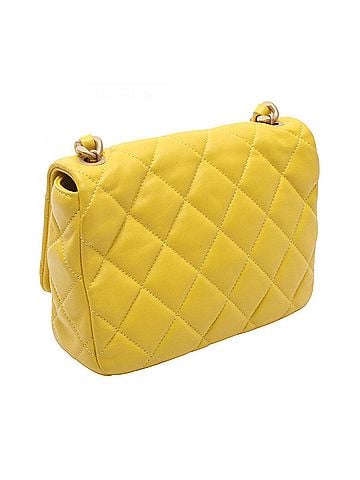 Chanel Chanel Mini Matelassé Shoulder Bag/Handbag, Leather, Women's, Yellow (AS3205) (view 2)