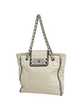 Chanel Chanel East West 2.55 Tote Bag, 2-Way, Chain, Leather, Ivory, Women's (view 1)