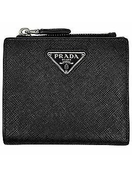 Prada Prada PRADA Logo Plate Bi-fold Wallet Saffiano Leather Nero (Black) 2ML049 Women's (view 1)