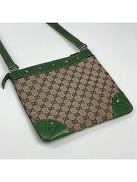 Gucci Gucci GG pattern shoulder bag, studded, canvas, beige/green, 120893, women's. (view 2)