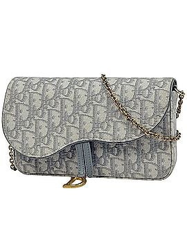 Christian Dior Christian Dior Trotter Pattern Chain Wallet Shoulder Bag, Saddle Canvas, Gray, Women's (view 1)