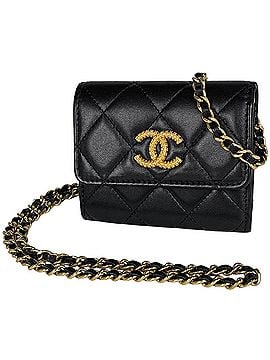 Chanel Chanel Coco Mark Bi-fold Wallet Chain Business Card Holder/Card Case Leather Black Women's (view 1)