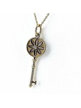Tiffany & Co. Tiffany &amp; Co. Daisy Key Necklace, Yellow Gold (YG) Pendant with Small Diamonds, Flower Design, 750 Diamond, Women's Necklace (view 1)