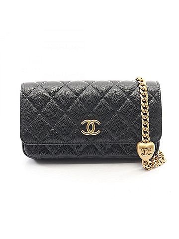 Chanel Chanel Matelassé Phone Holder Shoulder Bag Handbag, Caviar Leather (Grained Calfskin), Women's, Black, AP3762 (view 1)