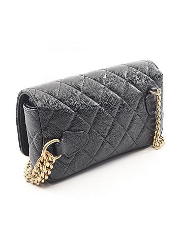 Chanel Chanel Matelassé Phone Holder Shoulder Bag Handbag, Caviar Leather (Grained Calfskin), Women's, Black, AP3762 (view 2)