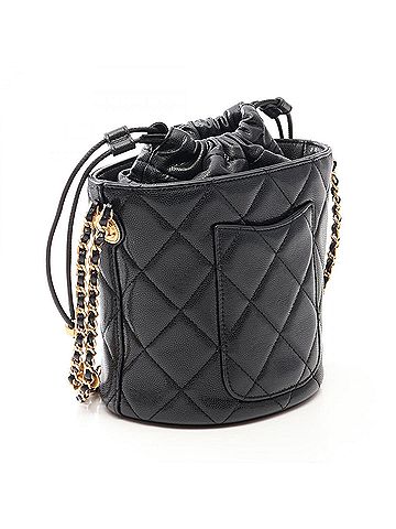 Chanel Chanel Matelassé Drawstring Bucket Bag Shoulder Handbag Caviar Skin (Grained Calfskin) Women's Black AS3371 (view 2)