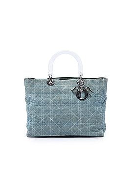 Dior Large Denim Cannage Acrylic Handles Lady Dior (view 1)