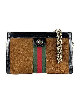Gucci Gucci Ophidia shoulder bag, suede and patent leather, brown black, women's, 503877 z10277 (view 1)
