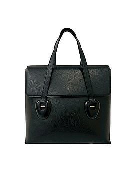 Gucci GUCCI (Old Gucci) Vintage Logo Engraved Hardware Leather Handbag Tote Bag Black 67753 (view 1)
