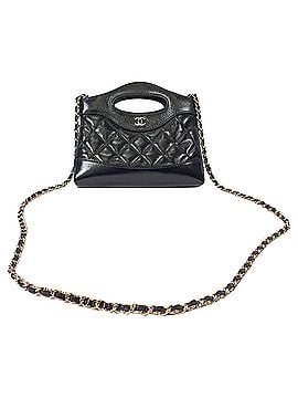 Chanel Chanel Quilted Shiny Nano 31 Shopping Bag in Black Calfskin Leather (view 1)