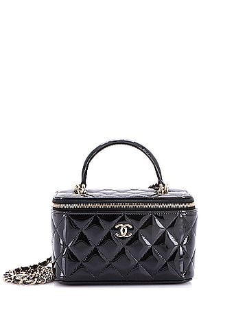 Chanel Classic Top Handle Vanity Case with Chain Quilted Patent Small (view 1)