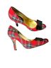 Sam Edelman Plaid Red Black Heels Size 8 1/2 - photo 1