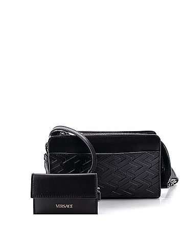 Versace Zip Crossbody Bag La Greca Embossed Leather Small (view 1)