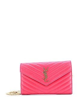Saint Laurent Classic Monogram Wallet on Chain Matelasse Chevron Leather Medium (view 1)