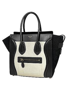 Céline Celine Luggage Micro Shopper Bicolor Handbag Leather Black White Women's (view 1)
