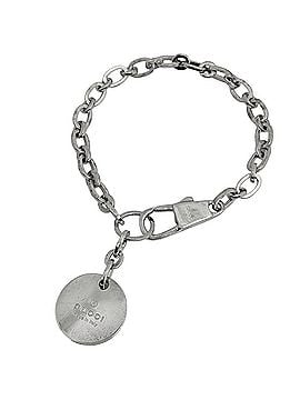 Gucci Gucci logo chain bracelet with circle plate, sterling silver (925), women's. (view 1)