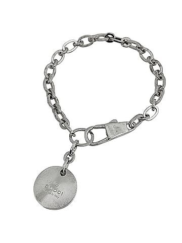 Gucci Gucci logo chain bracelet with circle plate, sterling silver (925), women's. (view 1)
