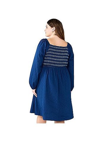 Draper James RSVP RSVP Puff Sleeve Smocked Square Neck Midi Dress Casual Dress (view 2)